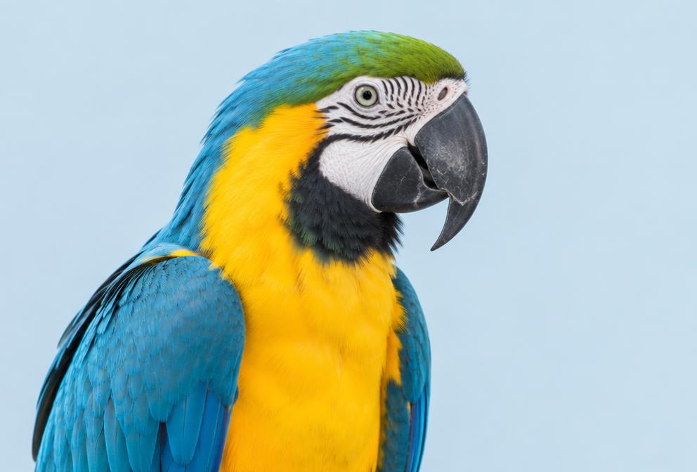 Blue-and-gold macaw portrait