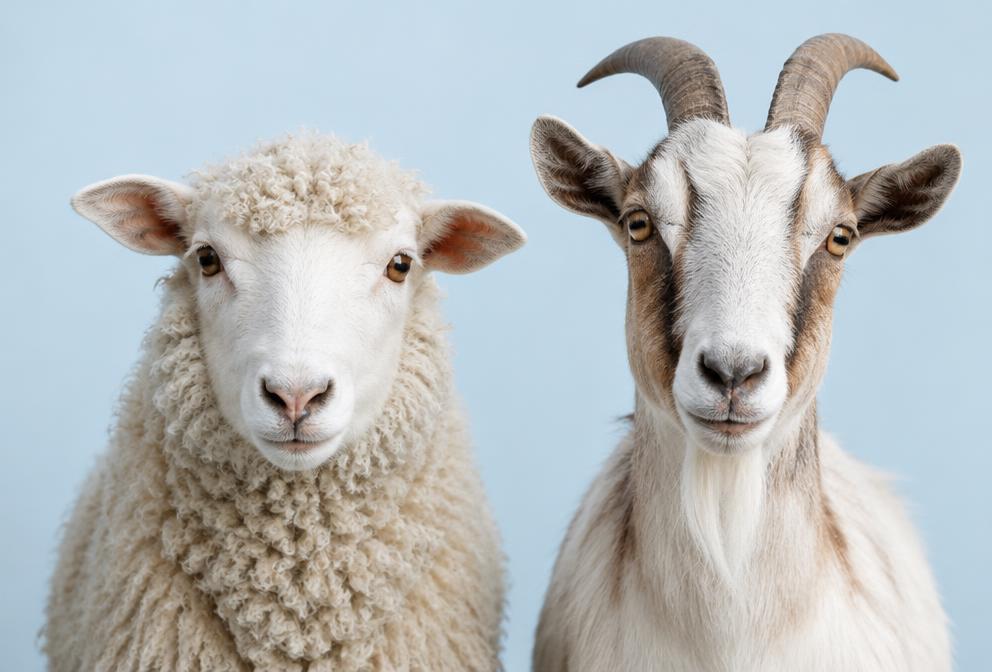 Sheep and goat side by side